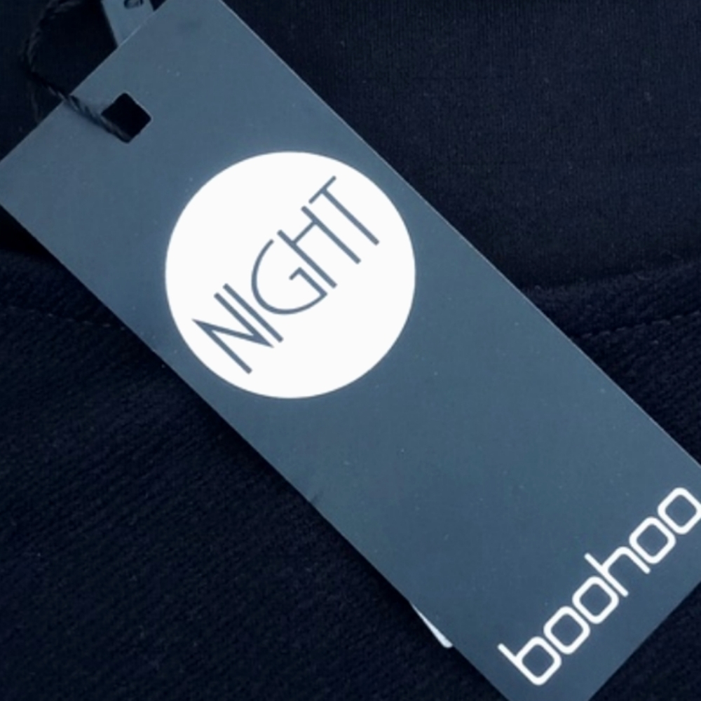*Relisted* BooHoo "Nelly" Black Bodycon Mini Wiggle Dress 3/4 Split Sleeves 4 - Picture 6 of 10